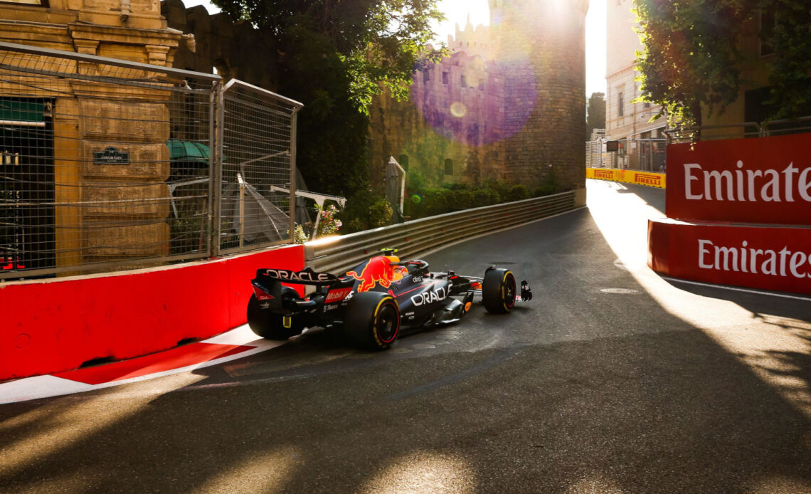 Sergio Perez through the castle section. Baku June 2022