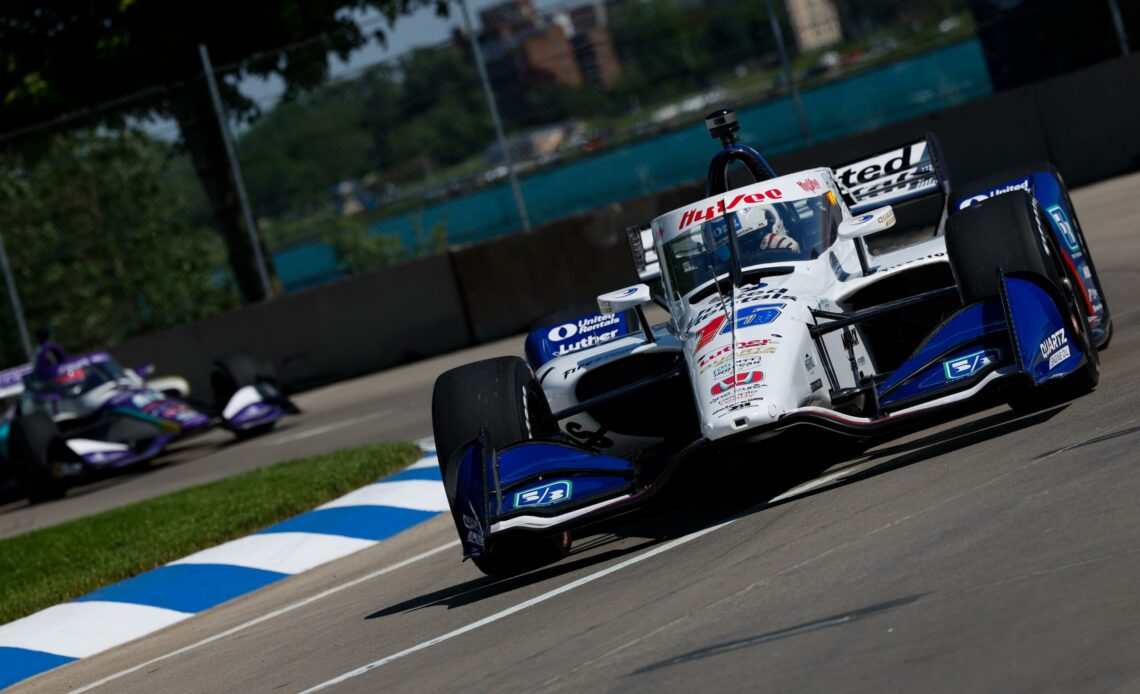 Graham Rahal practicing at Belle Isle in 2022