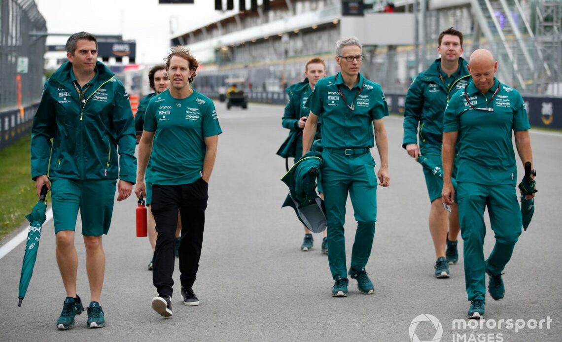 Sebastian Vettel, Aston Martin track walk with team members and Mike Krack, Team Principal, Aston Martin F1