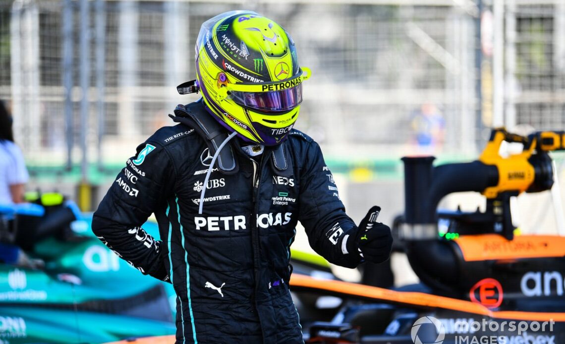Lewis Hamilton, Mercedes-AMG, in Parc Ferme