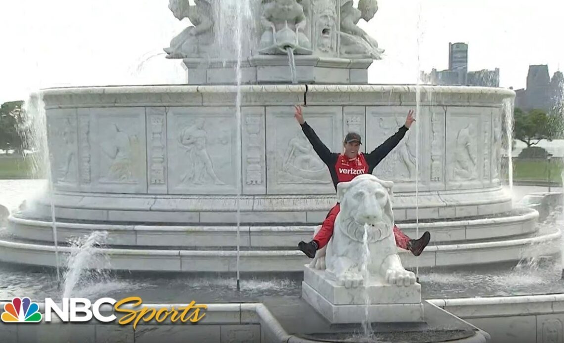 Will Power, Team Penske celebrate Detroit Grand Prix win with fountain swim | Motorsports on NBC