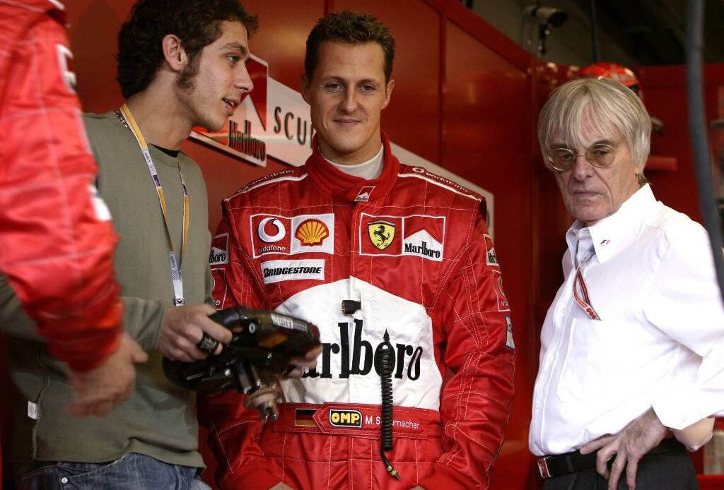 Valentino Rossi, Michael Schumacher, Bernie Ecclestone