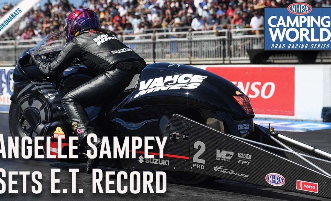 Angelle Sampey sets e.t. record at Sonoma Raceway