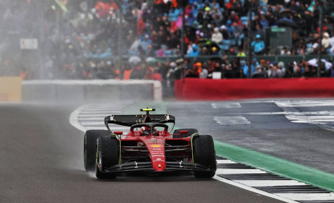 Carlos Sainz secures maiden pole at soggy Silverstone
