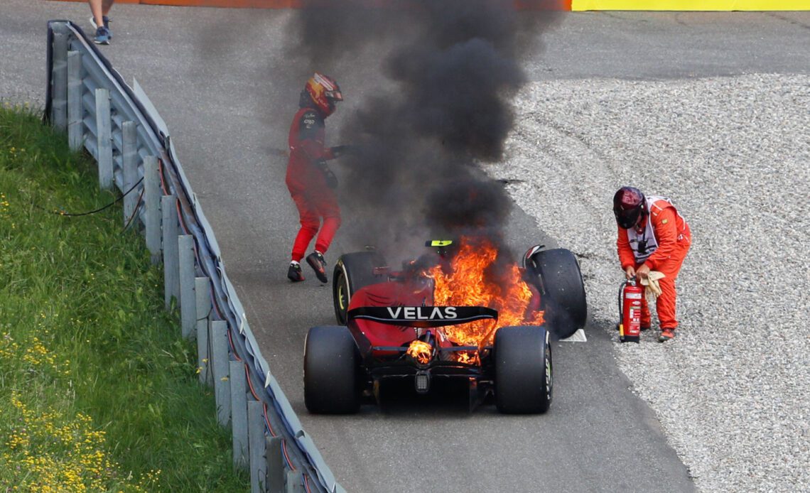Carlos Sainz surprised marshals weren't 'faster' to help as his Ferrari caught fire