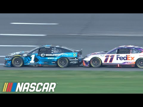 Denny Hamlin puts the bumper to Ross Chastain at New Hampshire