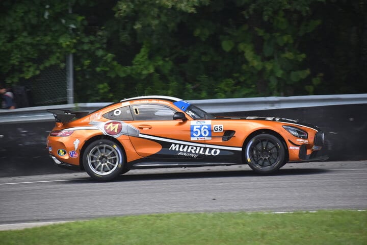 Eric Foss just barely gets off the ground after cresting the hill during the Lime Rock Park 120, 7/17/2021 (Photo: Phil Allaway)