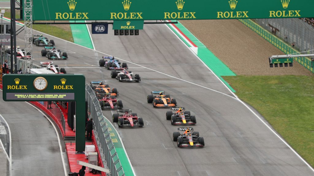 The opening lap of the Emilia Romagna Grand Prix. Imola April 2022