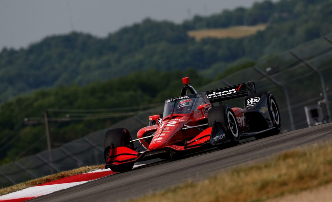 Will Power practices in the No. 12 IndyCar ahead of the 2022 Honda Indy 200 at Mid-Ohio Sports Car Course