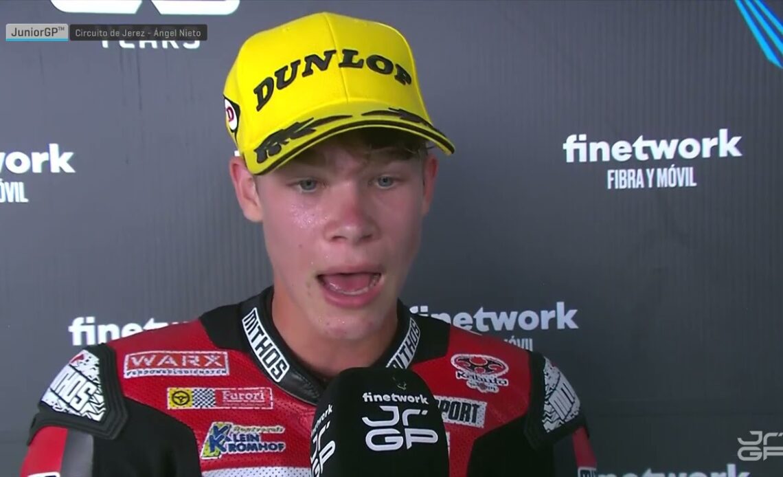 JuniorGP Race 1 Winner Interview | Collin Veijer | FIM JuniorGP 2022 - Round 4 Jerez