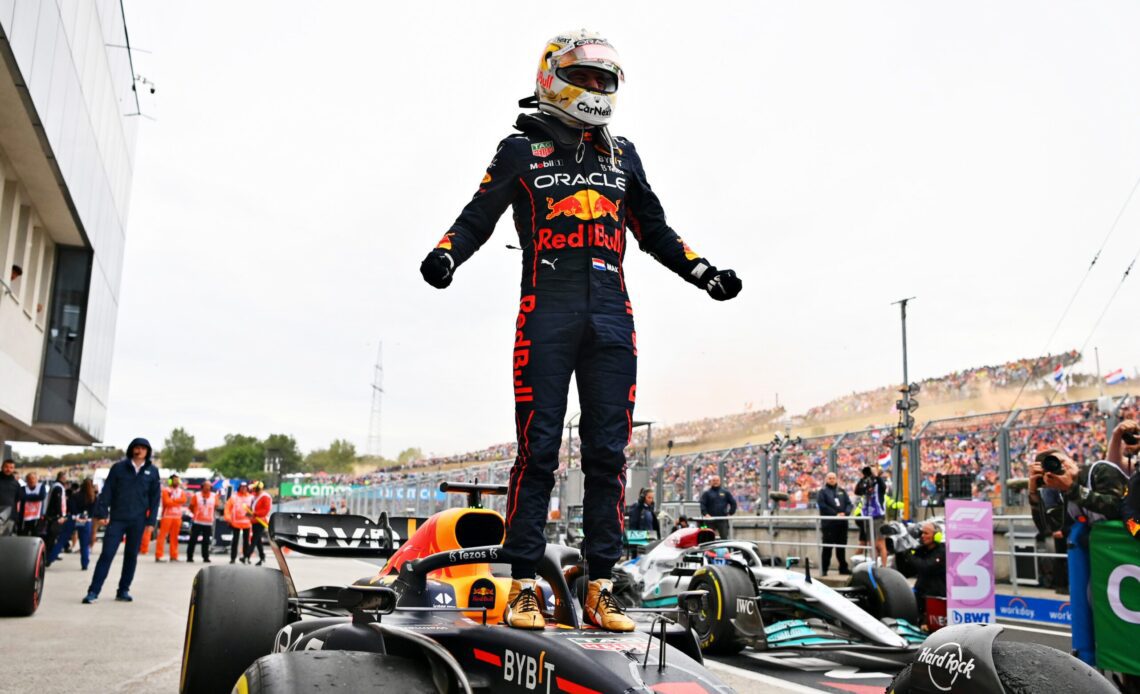 Max Verstappen celebrates his F1 win in Hungary. (Photo: Getty Images)
