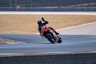 Brad Binder, Red Bull KTM Factory Racing celebrates after setting a new bench mark lap record