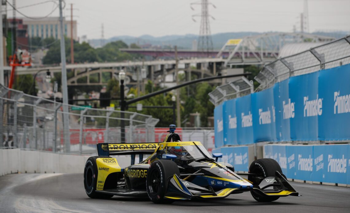 Colton Herta practicing on the streets of Nashville