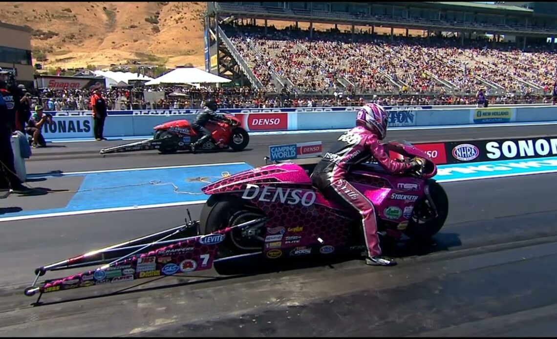 Angie Smith 202.52 MPH, Lance Bonham, Pro Stock Motorcycle, Qualifying Rnd 2, DENSO, Sonoma National