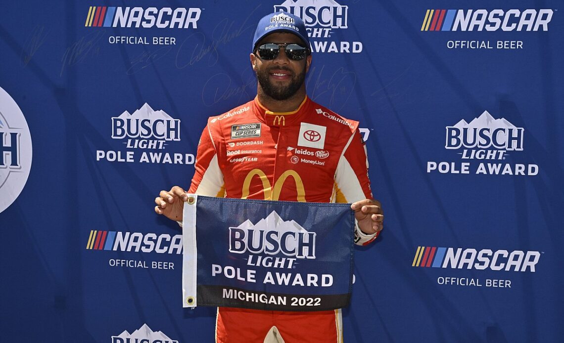 Bubba Wallace rockets to first career Cup pole at Michigan