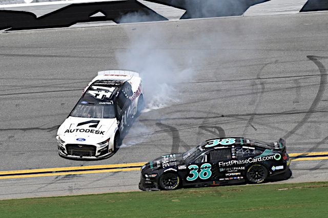Cole Custer spins out at Daytona International Speedway in August 2022. (Photo: NKP)