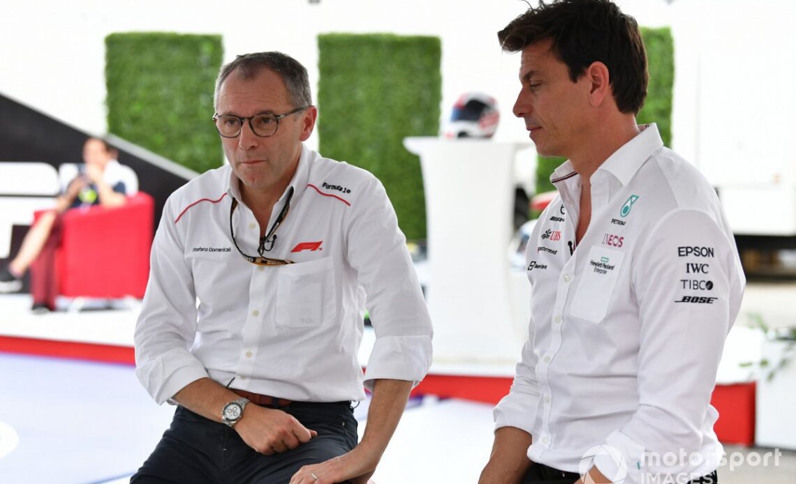 Stefano Domenicali, CEO, Formula 1, with Toto Wolff, Team Principal and CEO, Mercedes AMG
