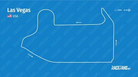 Las Vegas street circuit for 2023 F1 race - track map