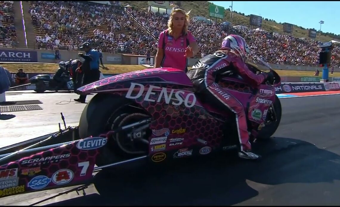 Joey Gladstone, Angie Smith, Pro Stock Motorcycle, Semi Final Eliminations, Dodge Power Brokers