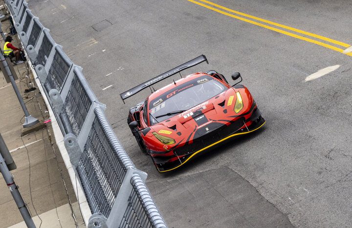 Justin Wetherill during practice in his Ferrari in Nashville, 8/5/2022 (Photo: Brian Cleary/SRO Motorsports Group)