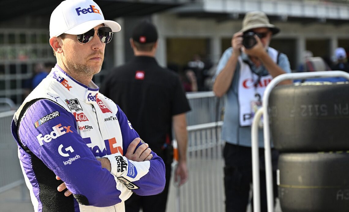 Late-race pit road penalty "frustrating" for Denny Hamlin