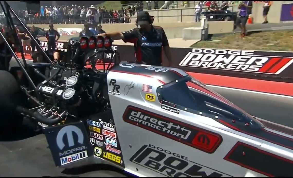 Leah Pruett, Antron Brown, Neil Strausbaugh, Top Fuel Dragster, Eliminations Rnd 1, Dodge Power Bro