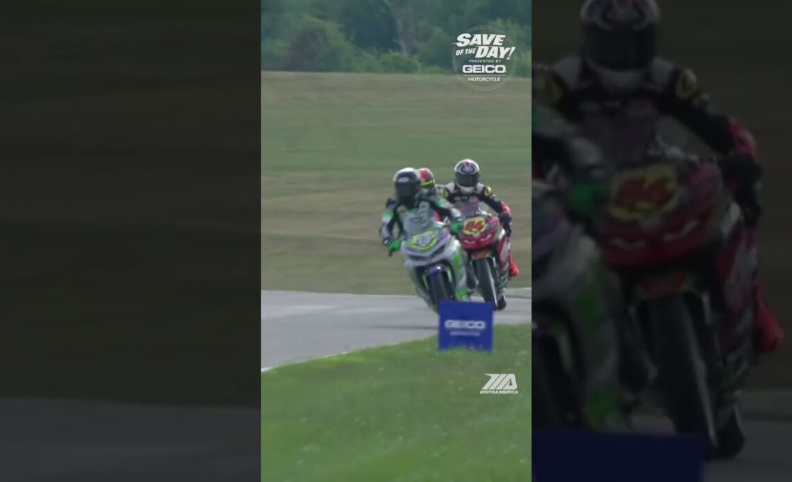 The GEICO Motorcycle Save of the Day went Joe Limandri Jr. in JR Cup. #shorts #save #motorcycle