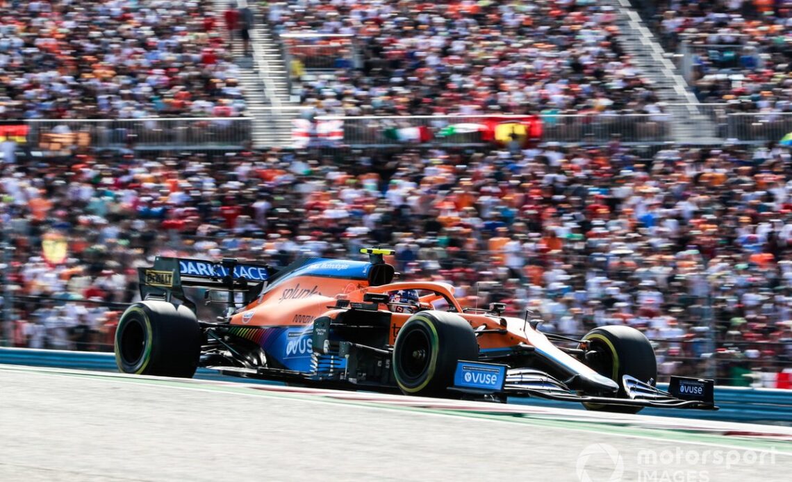 Lando Norris, McLaren MCL35M, at the US GP