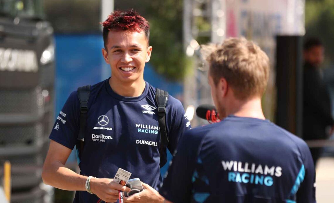 Alex Albon arrives in the paddock. France July 2022.