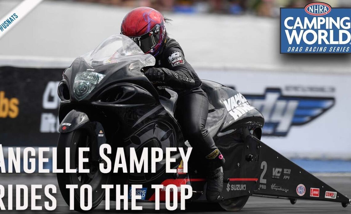 Angelle Sampey rides to provisional No. 1 qualifier Saturday in Indy