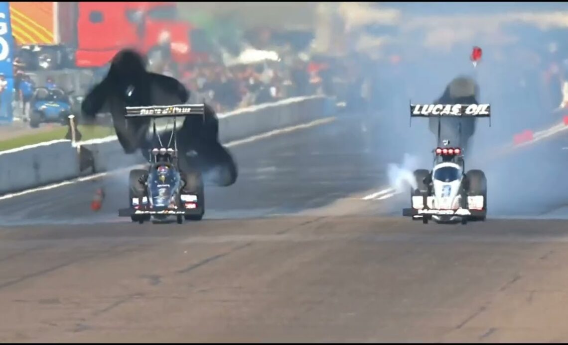 Antron Brown, Clay Millican, Brian Corradi, Top Fuel Dragster, RND1 Eliminations, Lucas Oil National
