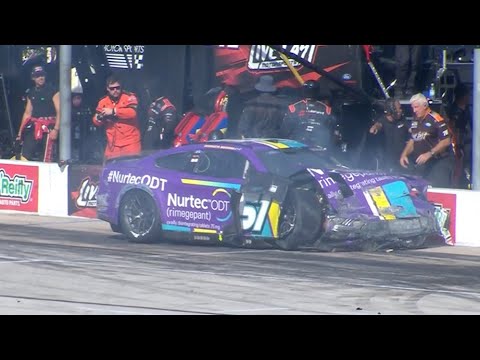 Cody Ware crashes, makes hard contact with pit-road wall