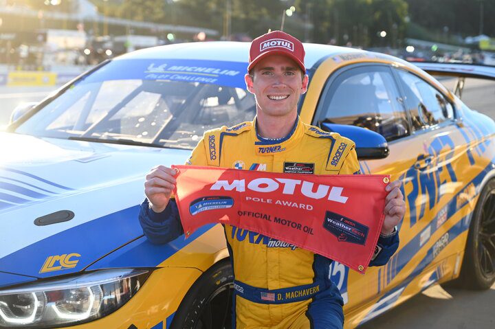 Dillon Machavern after winning the pole for the FOX Factory 120 at Michelin Raceway Road Atlanta, 9/29/2022 (Photo: Phil Allaway)