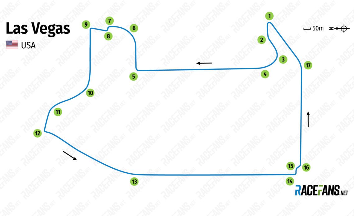 Las Vegas Formula 1 street circuit - September 2022 revised layout