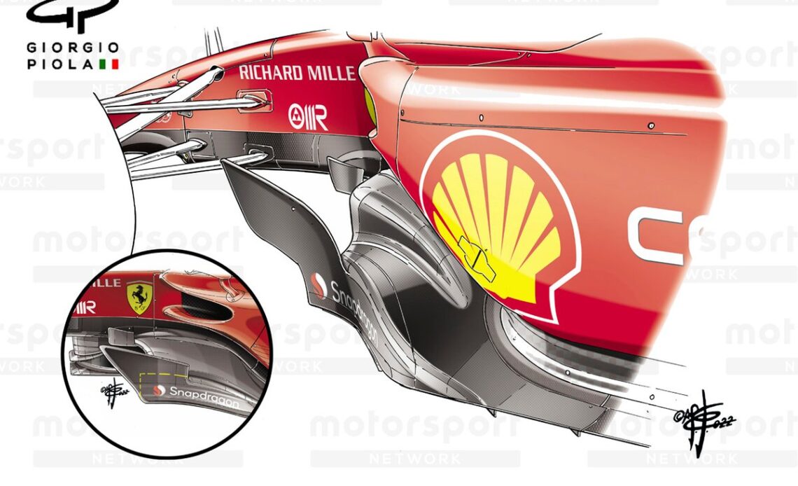 Ferrari F1-75 new floor comparison