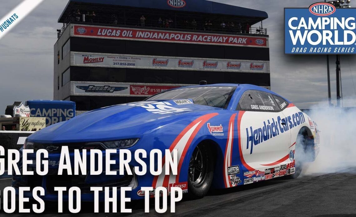 Greg Anderson goes to the top during Q3 at Dodge Power Brokers NHRA U.S. Nationals
