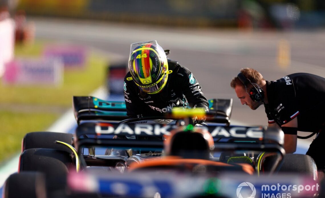 Lewis Hamilton, Mercedes AMG, in Parc Ferme after Qualifying