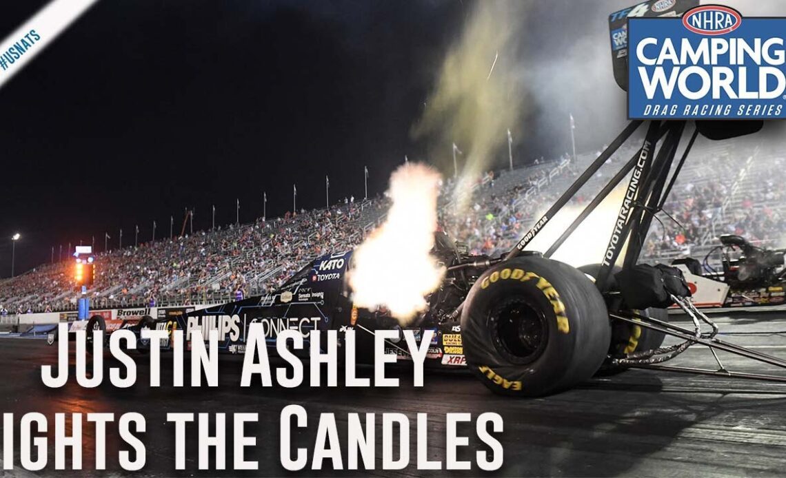 Justin Ashley lights the candles Friday at #USNats