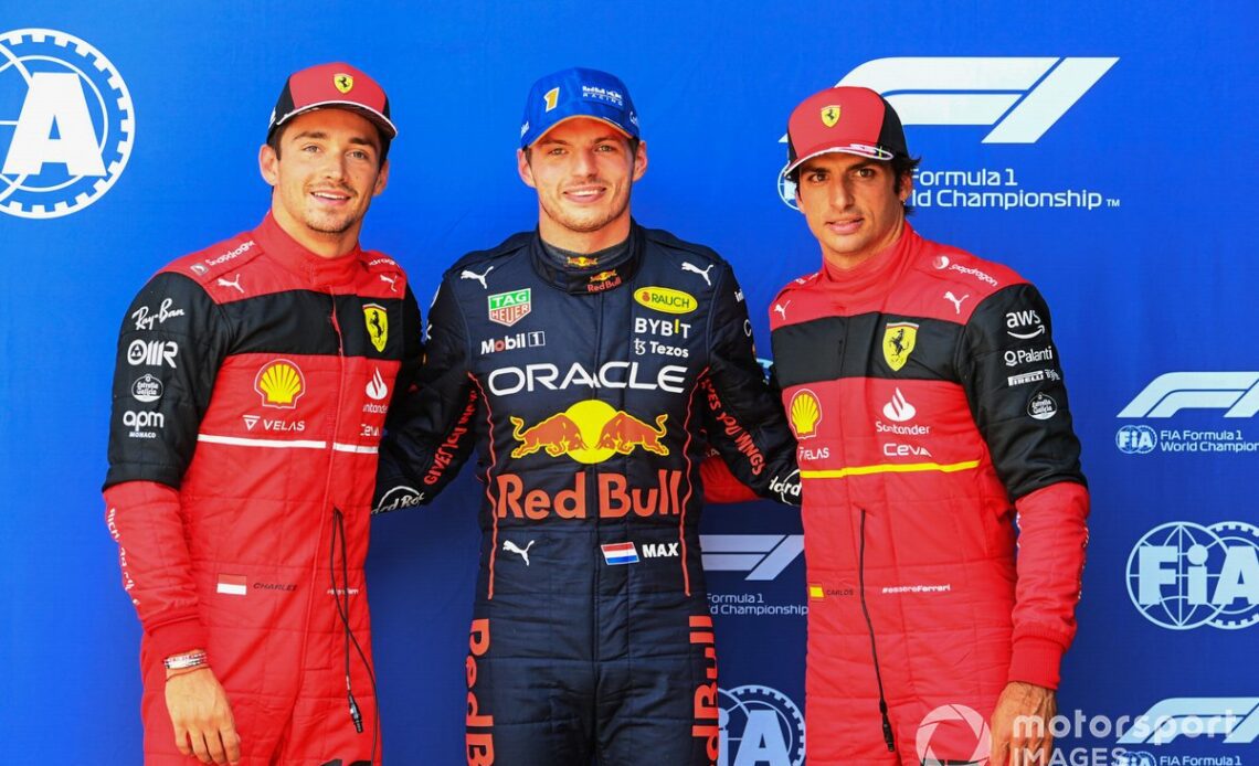 Charles Leclerc, Ferrari, Max Verstappen, Red Bull Racing, Carlos Sainz, Ferrari