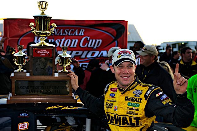 Matt Kenseth celebrates the 2003 NASCAR Cup Series championship in 2003. Photo: NKP