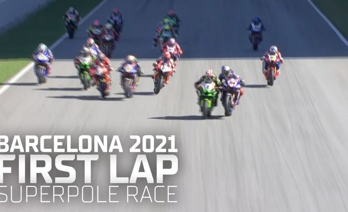 OPENING LAP: Rea and Razgatliolgu collide in Superpole Race at Catalunya in 2021 | #CatalanWorldSBK
