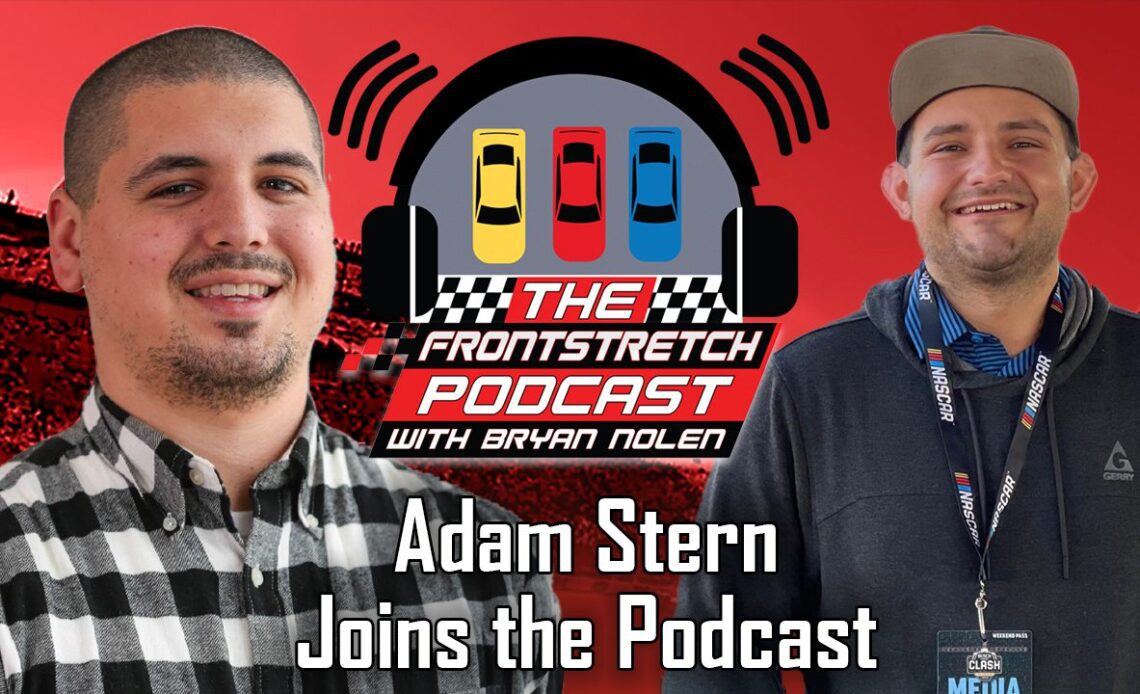 Adam Stern with Bryan Nolen on the Frontstretch podcast, Graphic by Jared Haas