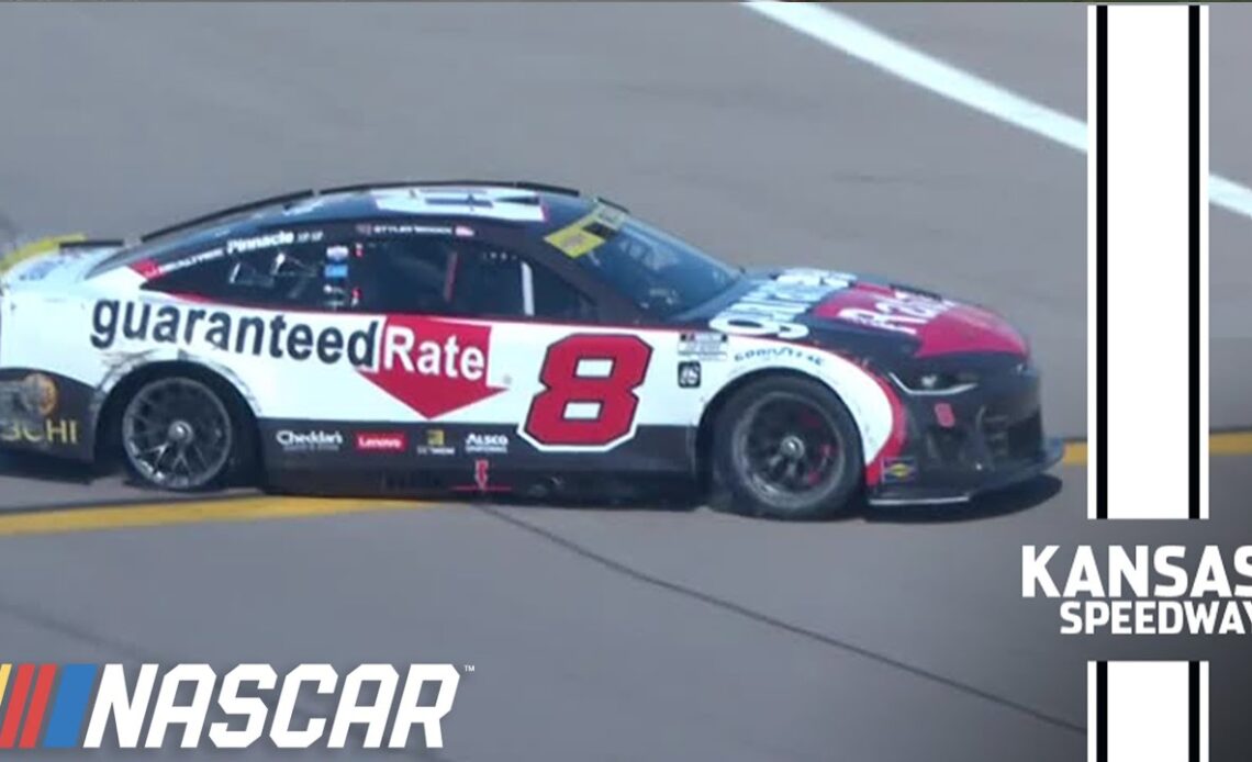 Pole sitter, Tyler Reddick suffers issue and makes contact with the wall at Kansas