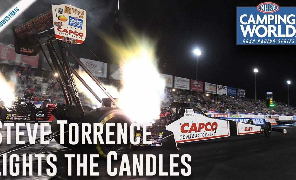 Steve Torrence lights the candles Friday night in St. Louis