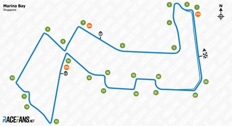 Singapore Marina Bay circuit track map