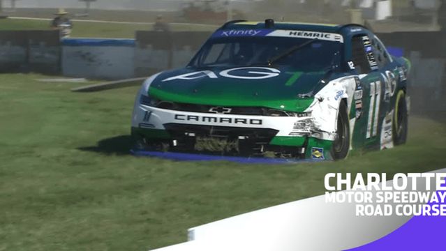 Daniel Hemric tags the wall early at the Roval