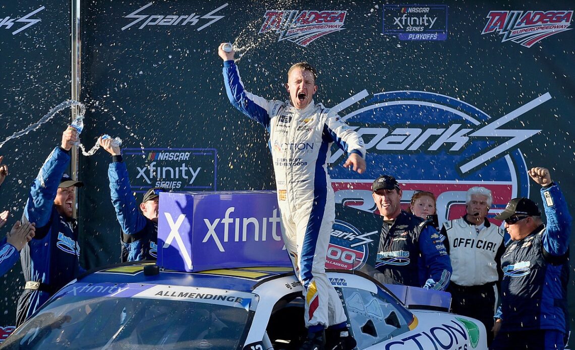 Allmendinger's bold last-lap pass nets Talladega Xfinity win