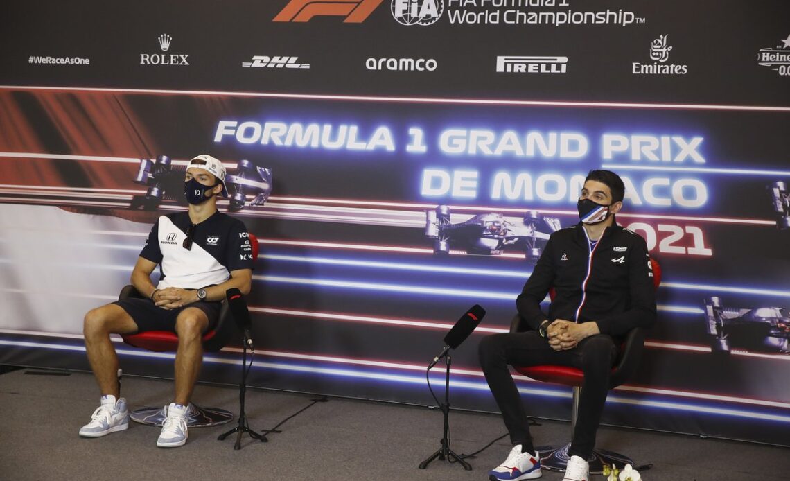 Pierre Gasly, AlphaTauri, and Esteban Ocon, Alpine F1, in the Press Conference