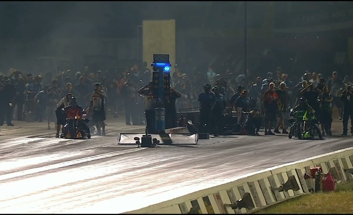 Bill Jackson, Mike Balch, Top Fuel Harley, Rnd2 Qualifying, Dodge Power Brokers, U S  Nationals, Luc