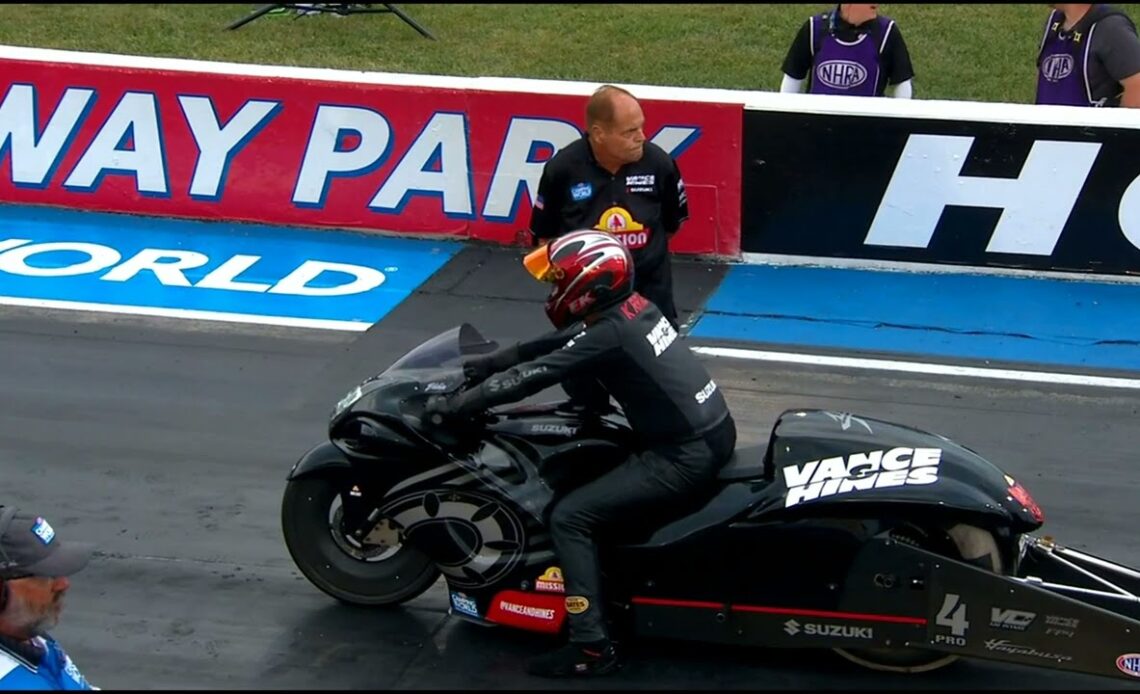 Eddie Krawiec, Steve Johnson, Pro STock Motorcycle, Qualifying Rnd1, Dodge Power Brokers, U S  Natio